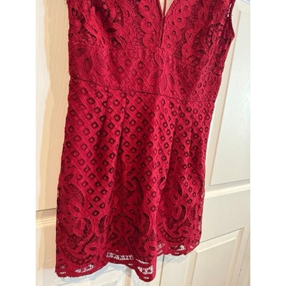 New Free People Red Lace Sleeveless Party Cocktail Jumpsuit Romper - Picture 5 of 8